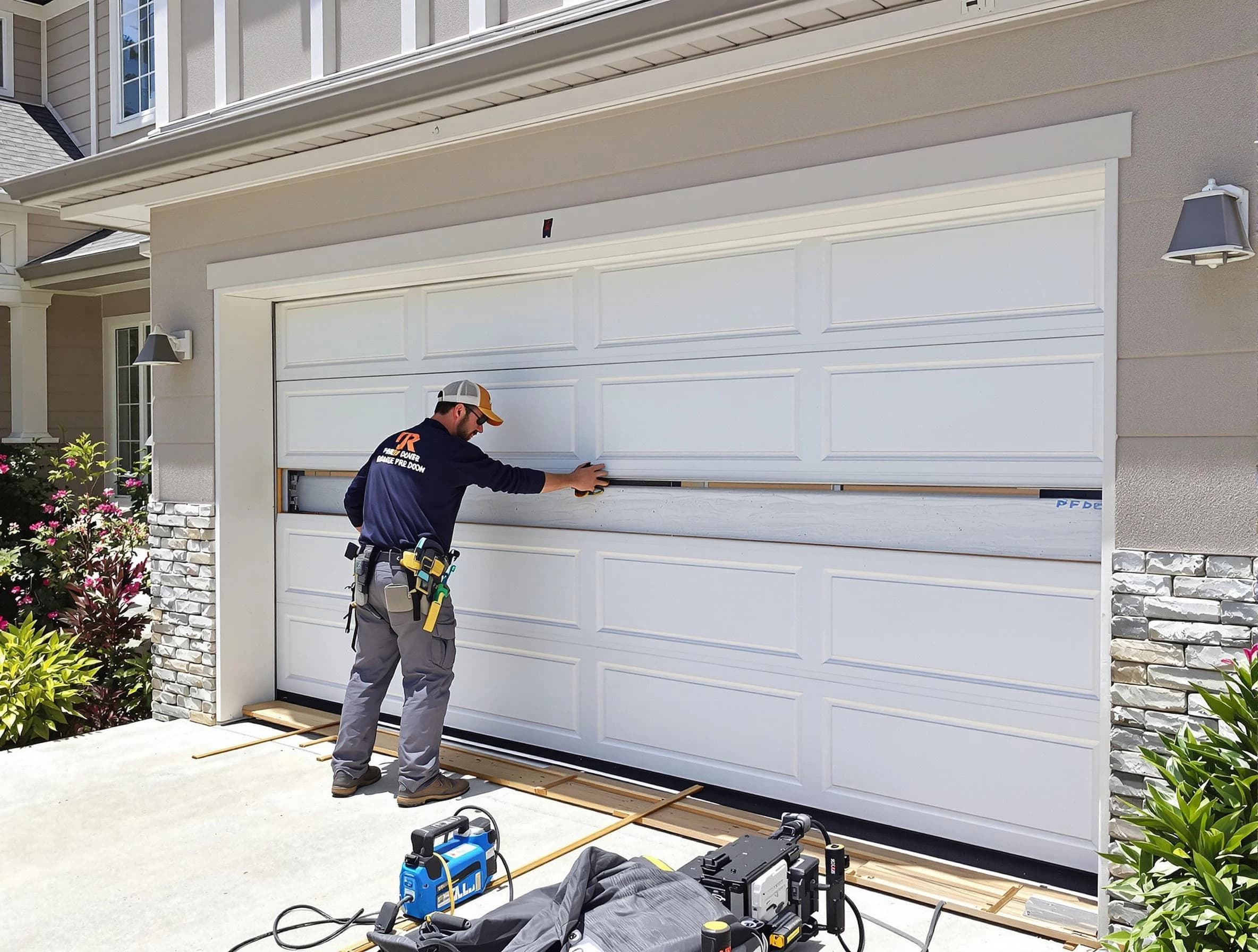 Buffalo Garage Door Repair team performing complete garage door replacement at Buffalo residence