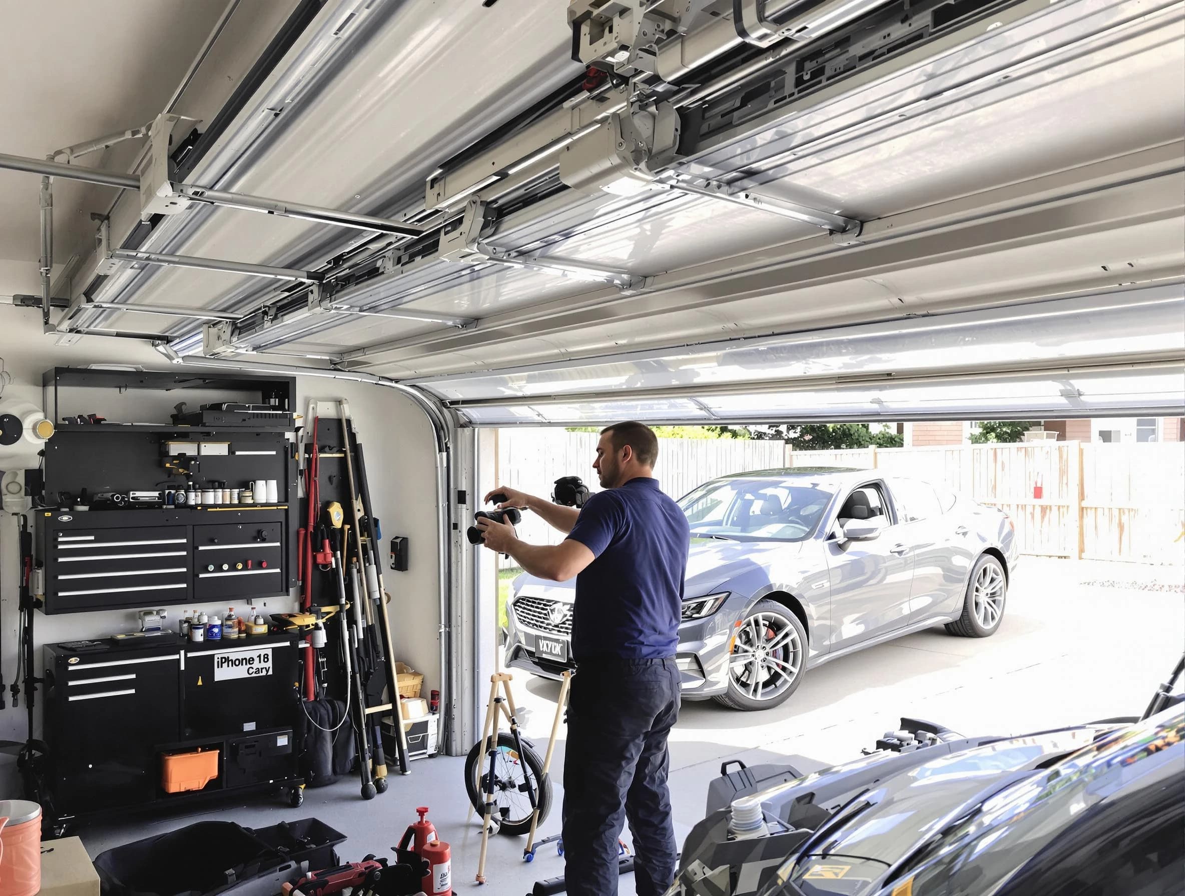 Buffalo Garage Door Repair technician fixing noisy garage door in Buffalo