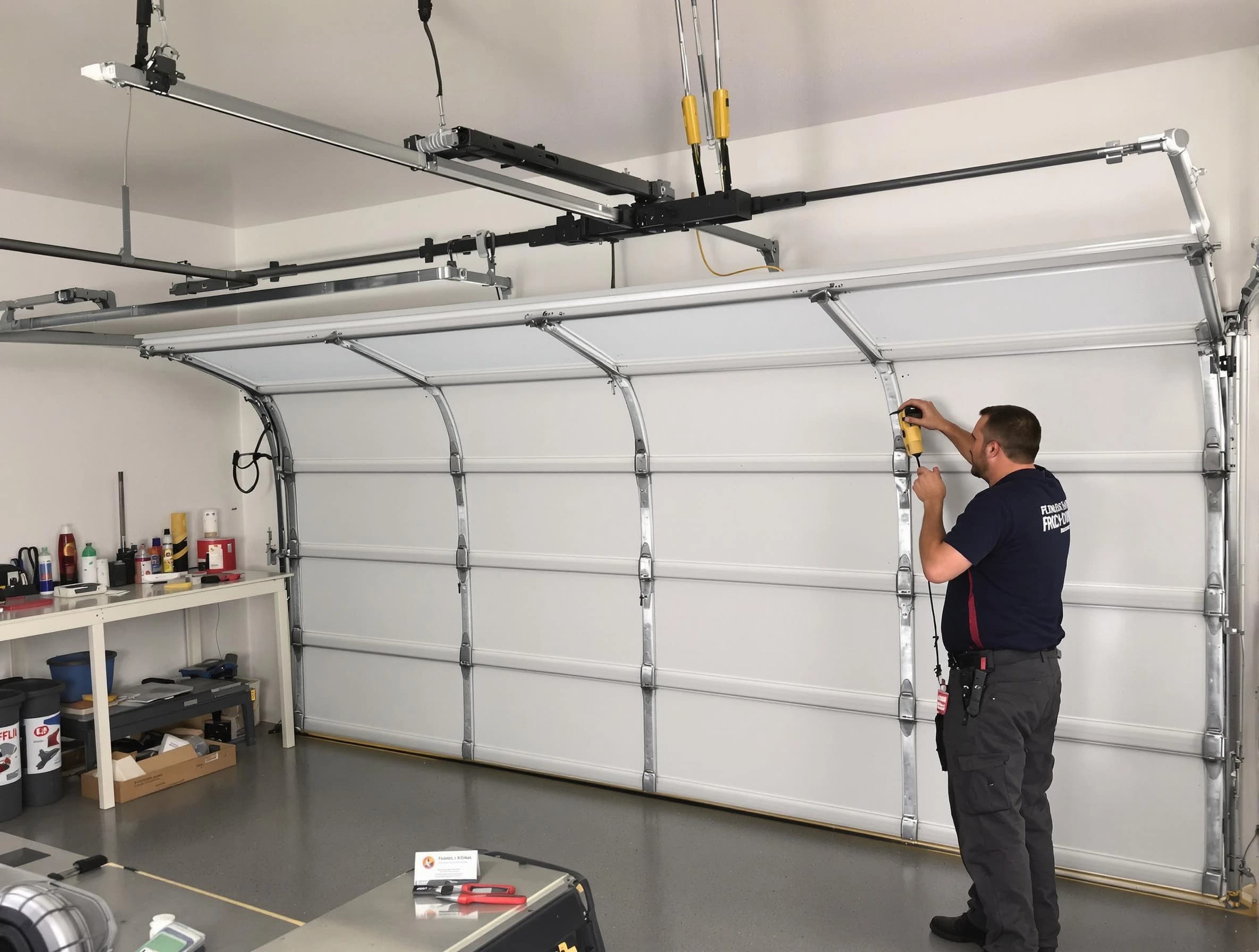 Buffalo Garage Door Repair certified technician performing overhead door system repair in Buffalo