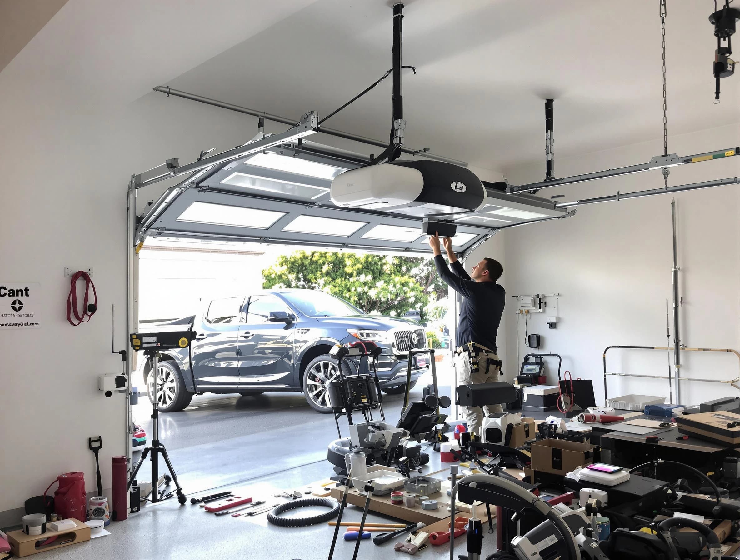 Buffalo Garage Door Repair specialist installing smart garage door opener system in Buffalo home