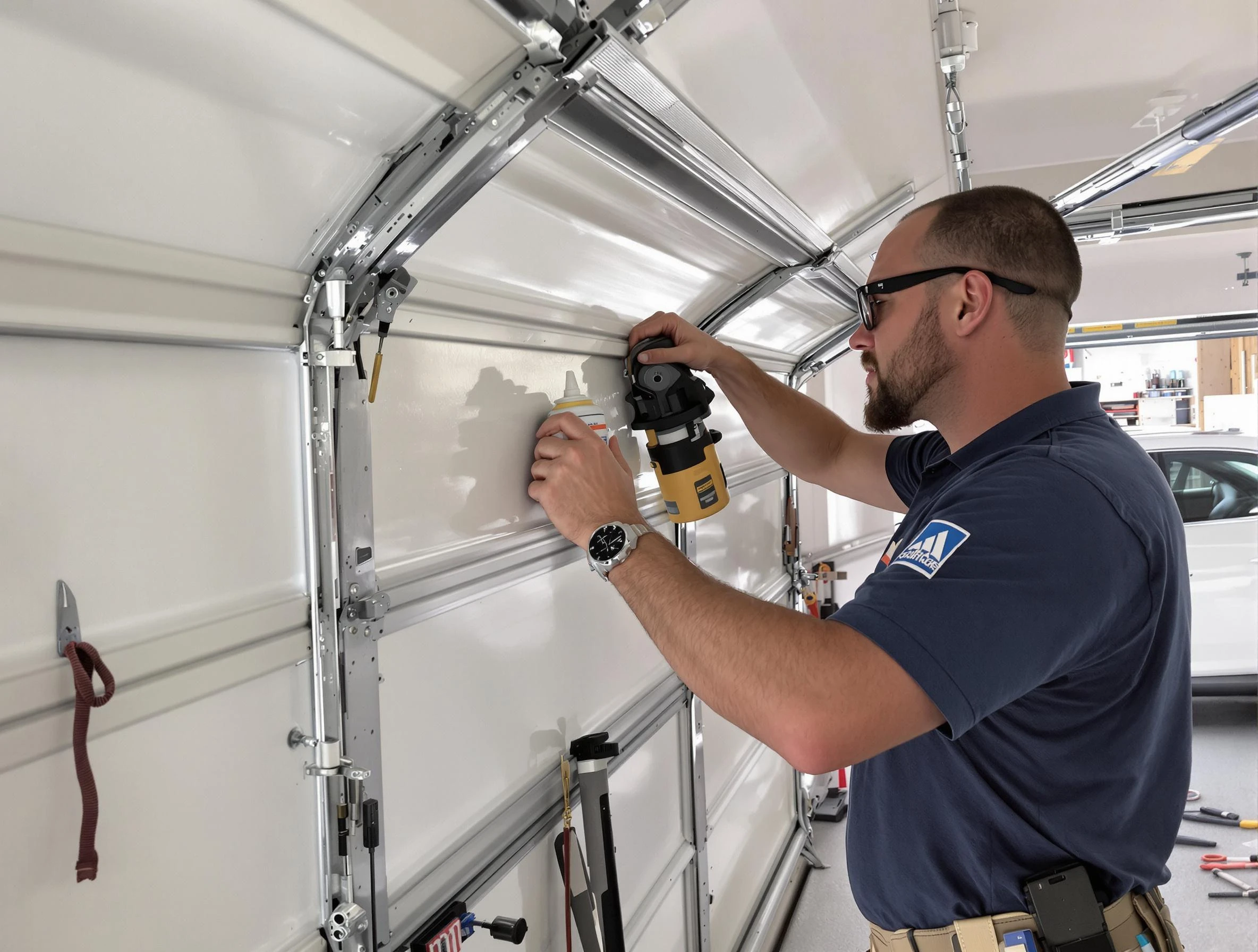Buffalo Garage Door Repair technician performing comprehensive noise reduction service in Buffalo